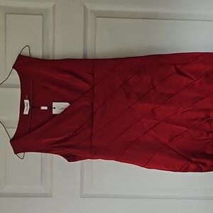 Calvin Klein red satin sheath dress 8P